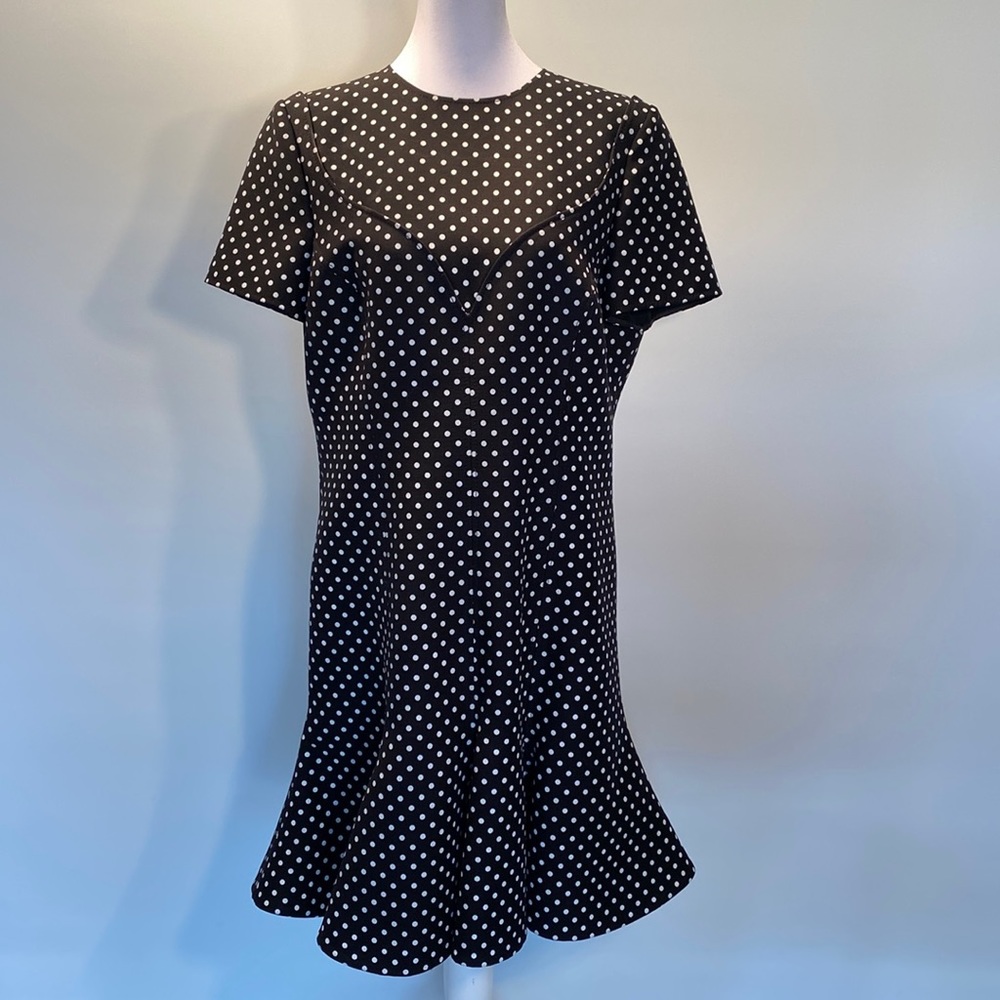 VALENTINO Polka-dot wool-blend dress in
black /white